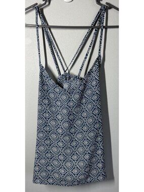 Hollister Blue Printed Cami Swing Tank Womens Large Strappy Back Flowy Boho